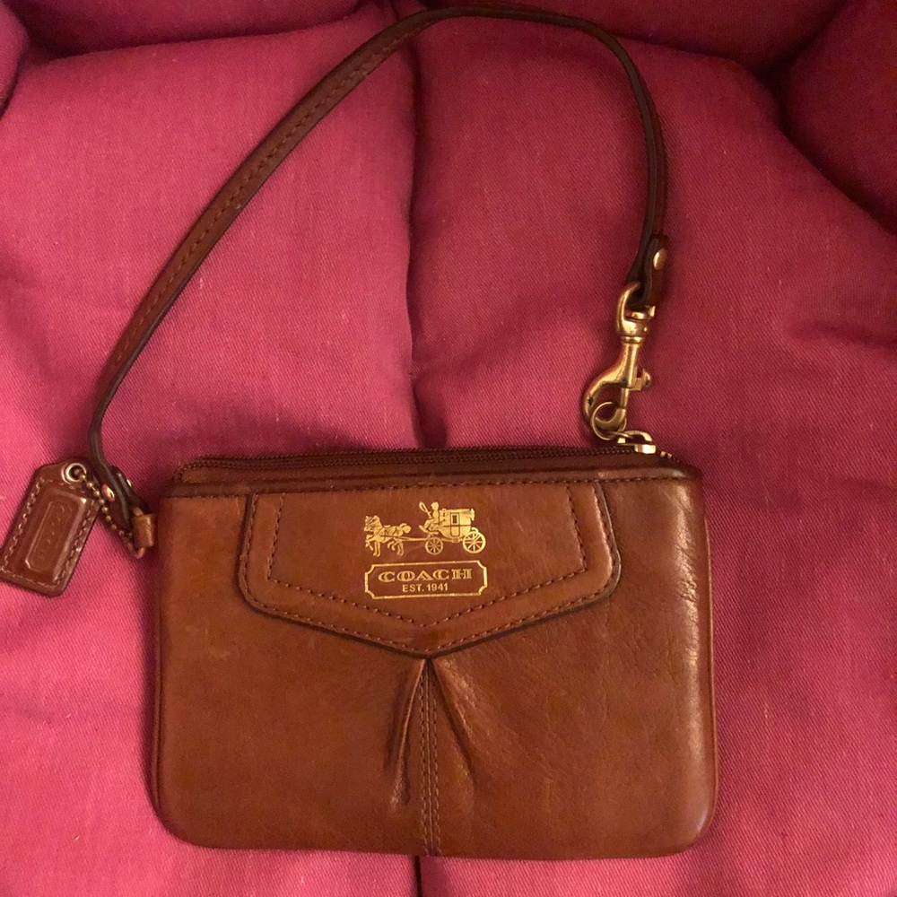 Coach Brown Leather Wristlet